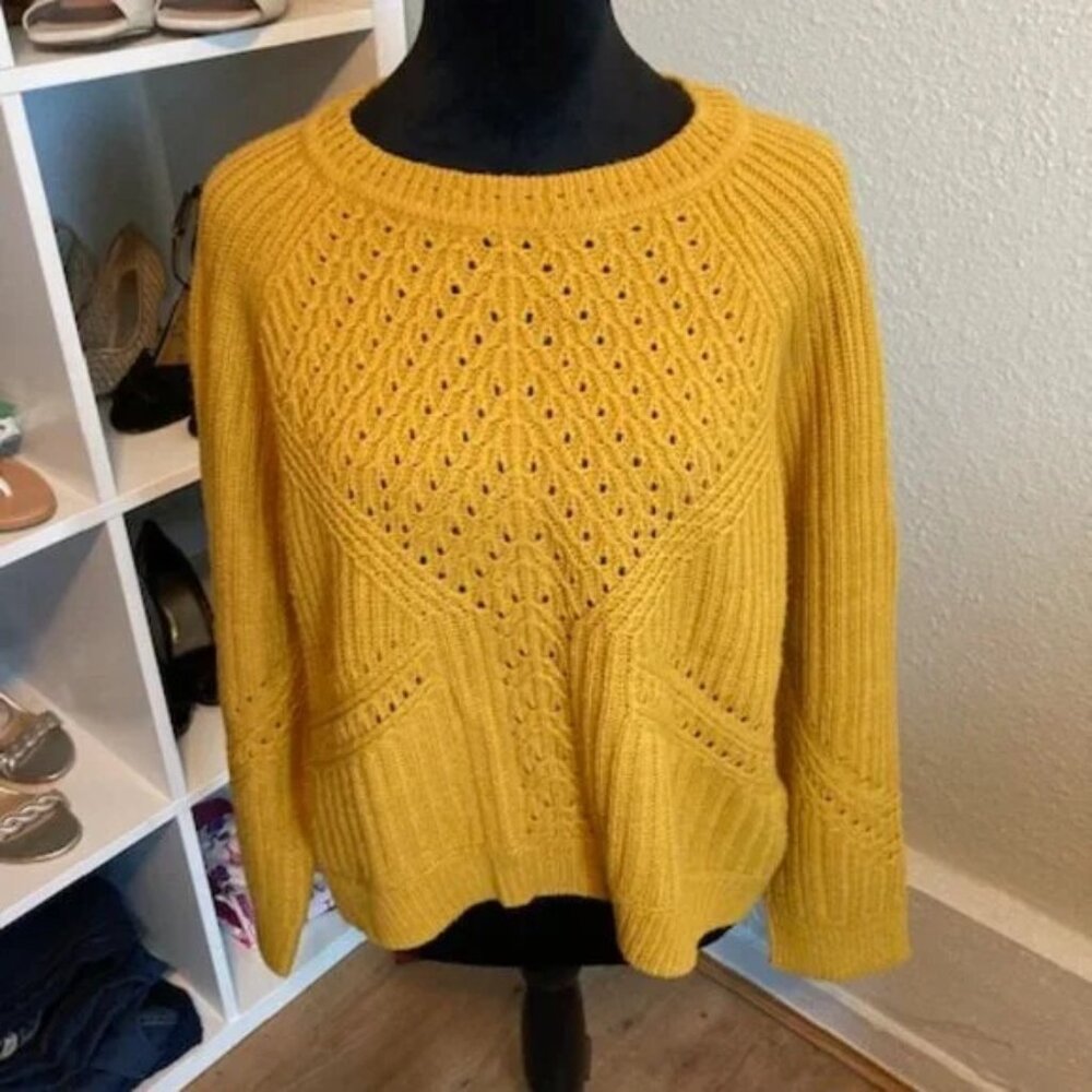 Topshop Goldenrod Heavy Knit Pullover Crewneck Oversized Sweater EUC Size 10